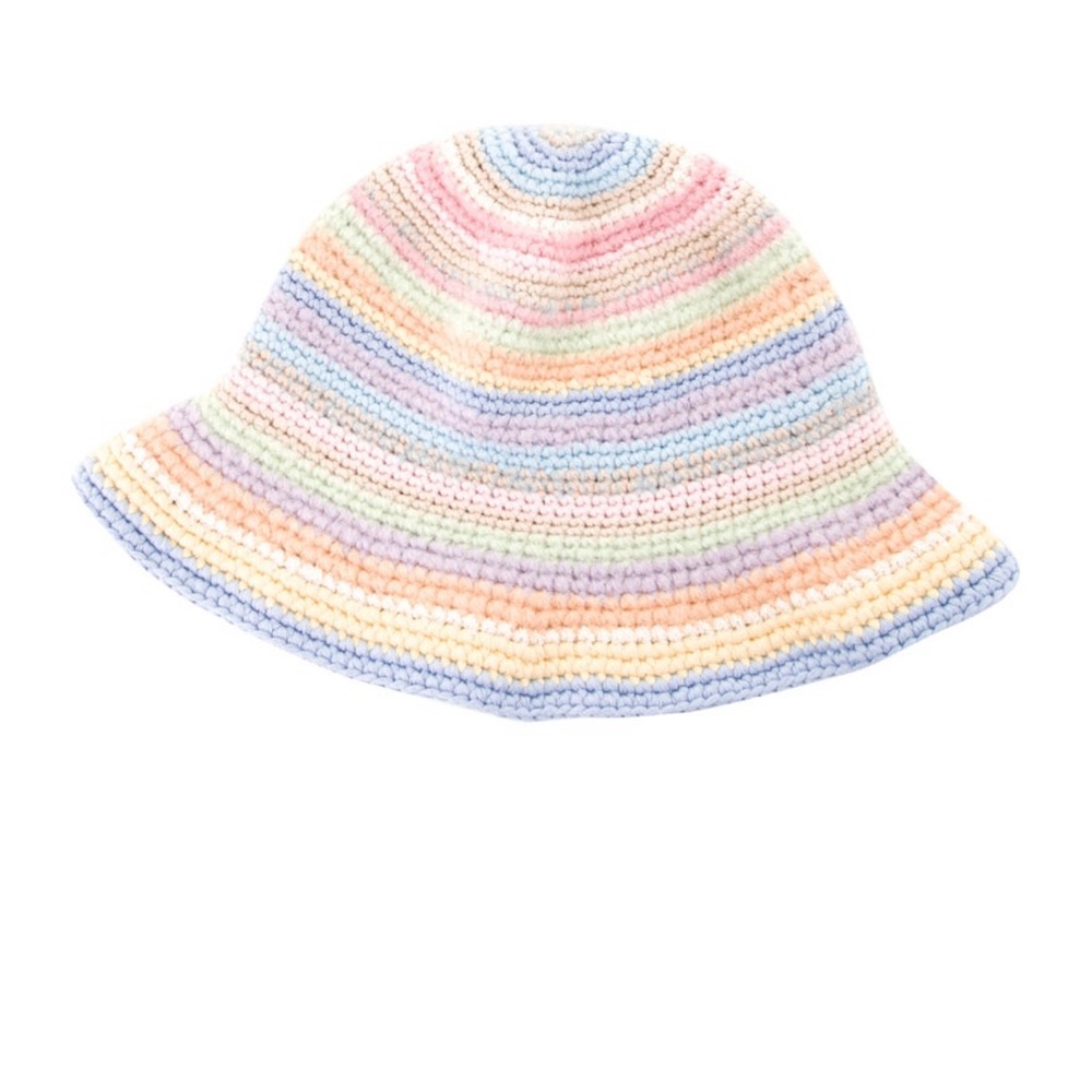 Acne Pastel Multicolor Crochet Bucket Hat